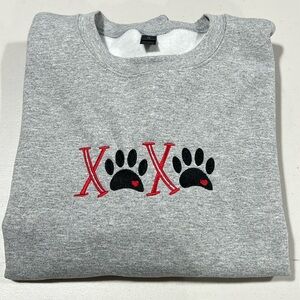 Gray XOXO Paw Print Valentine Sweatshirt